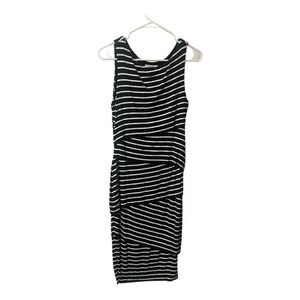 Bailey 44 Black and White Striped Tiered Layered Asymmetrical Sleeveless Dress